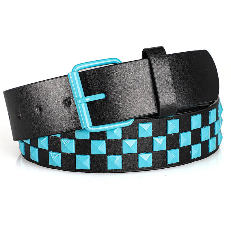 Unisex Rivet Belt – Punk Rock Y2K Dopamine Style | Men & Women