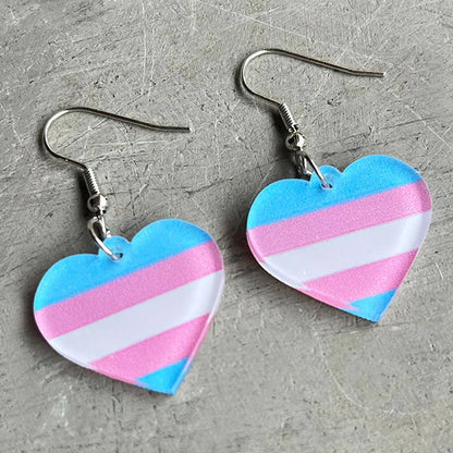 Pride Rainbow and Multi-colored Heart Drop Earrings – Colorful Acrylic Geometric Studs