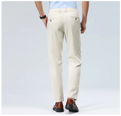Men's Smart Casual Dress Pants – Elastic Waist Suit Trousers, Straight Fit | Sizes 29–42