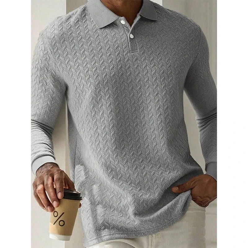 Men's Long Sleeve Polo Shirt – Breathable Knit, Business Casual | S–XXL