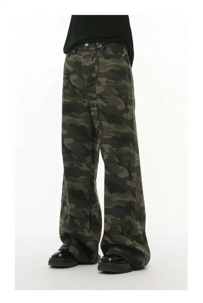 Vintage Wide-Leg Jeans – Men's Camo & Washed Denim