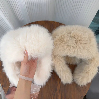 Unisex Faux Fur Bomber Hat – Warm Windproof Earflap Cap for Winter & Skiing - Unisex