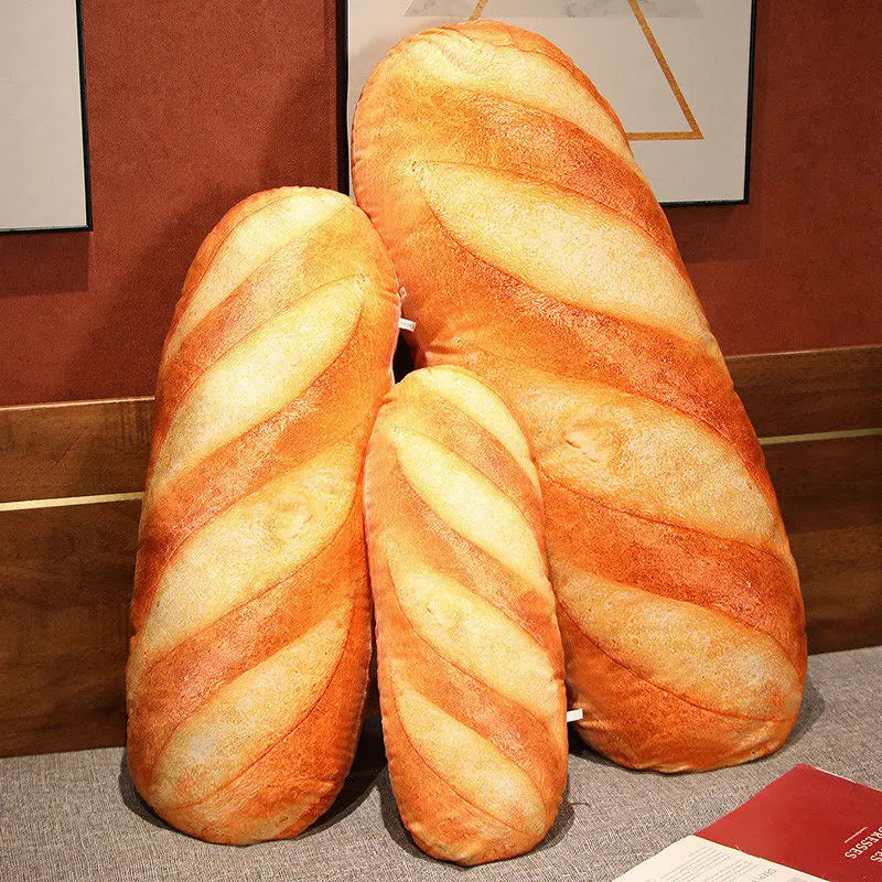 French Bread Plush Pillow | Stuffed Food Plushie Sleeping Companion & Party Prop