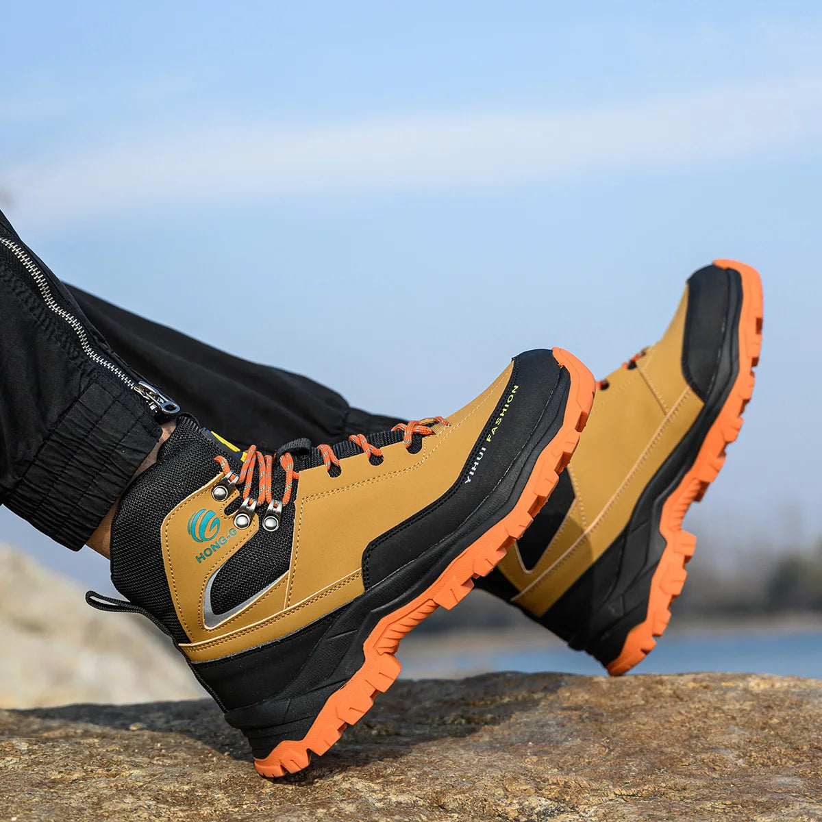 Steel Toe Cap Leather Work Safety Boots for Men
