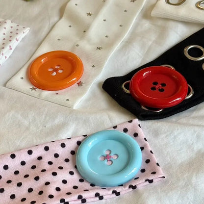Vintage Polka Dot Button Headband for Women
