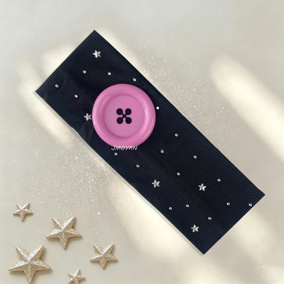 Vintage Polka Dot Button Headband for Women