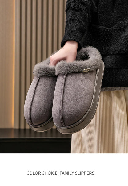 Fluffy Faux Suede Indoor Slippers – Thick EVA Sole Anti-Slip Unisex House Shoes Men and Women