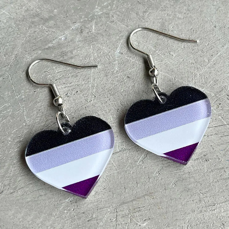 Pride Rainbow and Multi-colored Heart Drop Earrings – Colorful Acrylic Geometric Studs