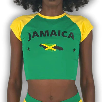 Caribbean Islands Embroidered Graphic Crop Top for Women