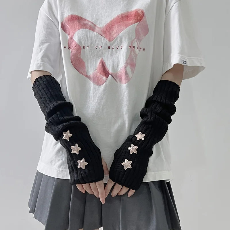 Star Fingerless Gloves – Knit Accessory Gloves for Women