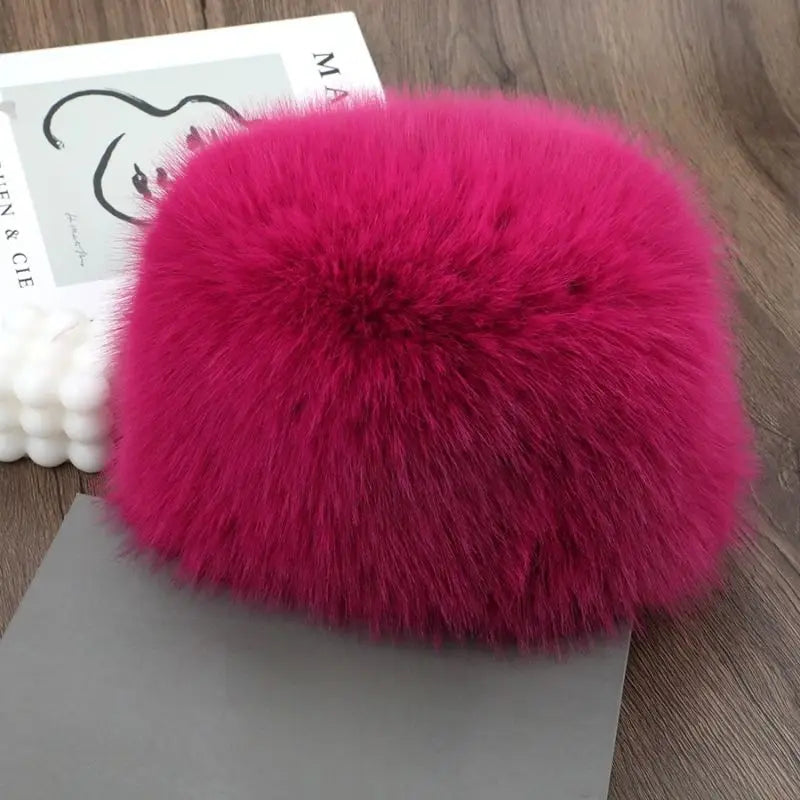Women's Fluffy Faux Fur Winter Hat – Warm Windproof Bucket & Bomber Cap