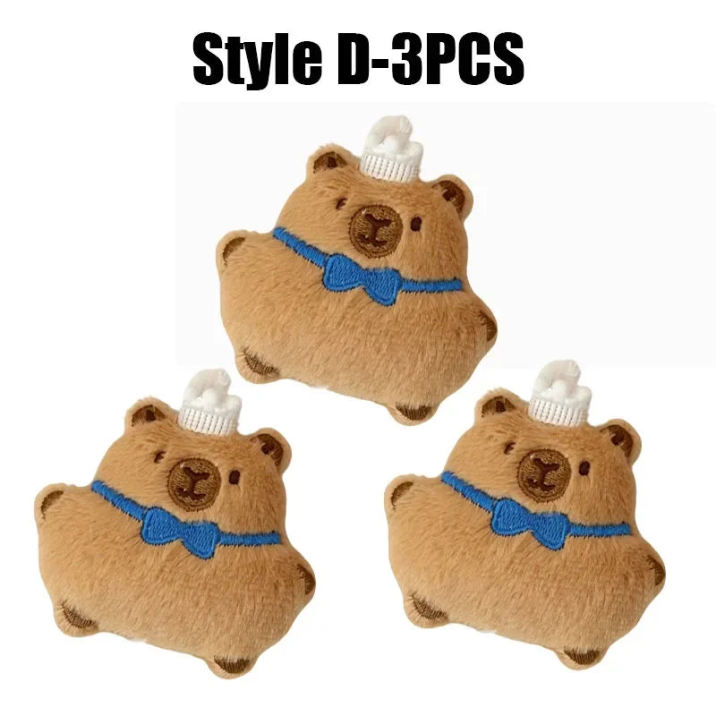 Cartoon Capybara & Croissant Plush Keychain | Soft Bread Food Stuffed Hanging Accessory