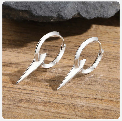 Men's Punk HipHop Hoop Earrings | Silver Color Metal Hoops Piercing Ear Jewelry