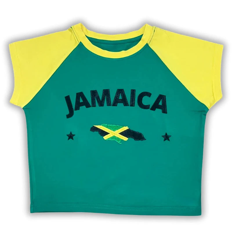 Caribbean Islands Embroidered Graphic Crop Top for Women
