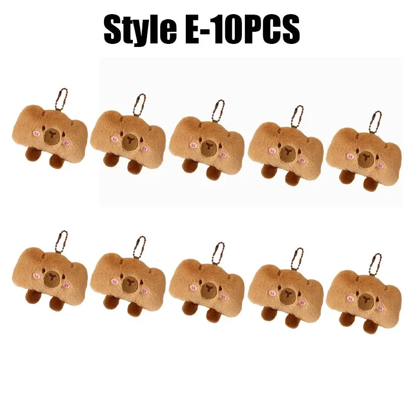 Cartoon Capybara & Croissant Plush Keychain | Soft Bread Food Stuffed Hanging Accessory