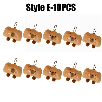 Cartoon Capybara & Croissant Plush Keychain | Soft Bread Food Stuffed Hanging Accessory