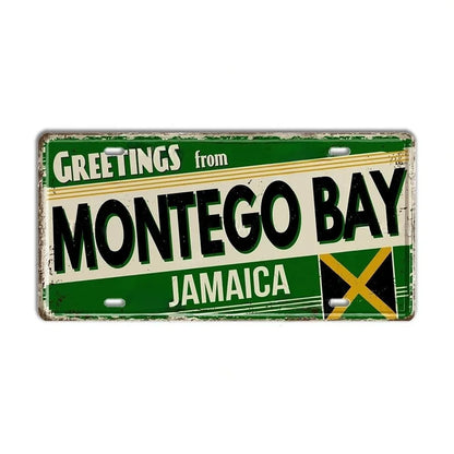 Caribbean Destination Metal Sign – Vintage Aluminum Wall Decor (30x15cm)