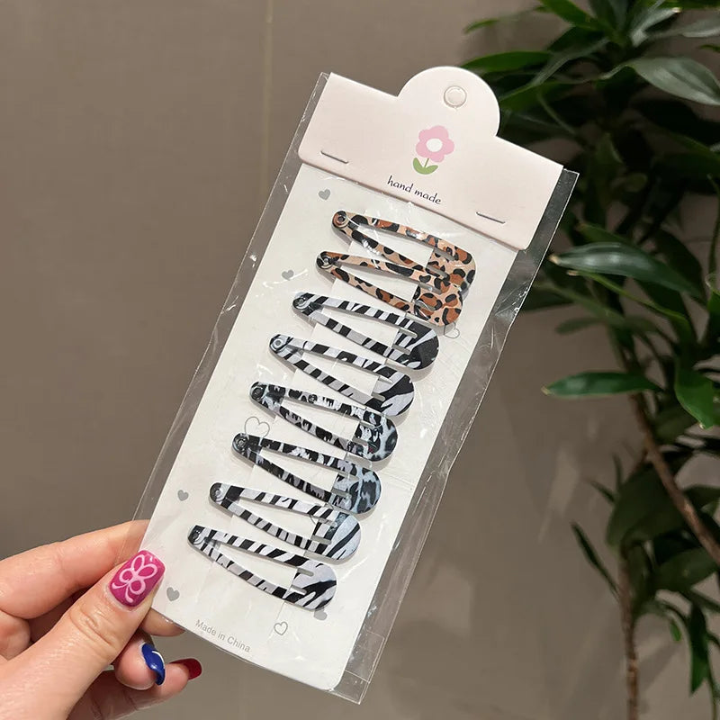 Leopard Print Hair Clips Set – 8 Pcs Vintage BB Clips & Barrettes