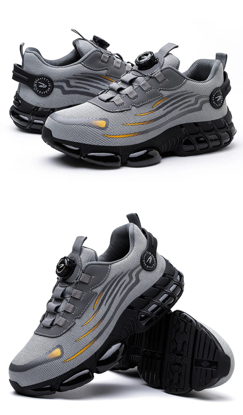 Steel Toe Safety Shoes for Men Lace Free Breathable