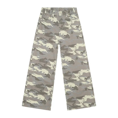 Vintage Wide-Leg Jeans – Men's Camo & Washed Denim