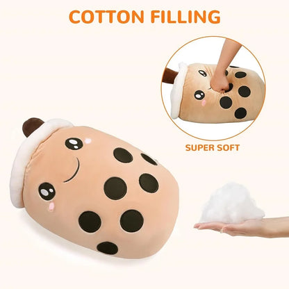 Bubble Tea Boba Plush Toy | Soft Stuffed Milk Cup Plushie Pillow & Keychain Pendant for Kids