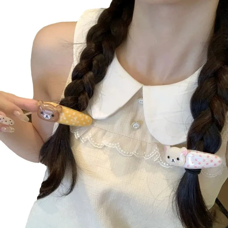 Women's Kawaii Rilakkuma Bear Hair Clip | Cute Wave Point BB Hairpin Birthday Gift