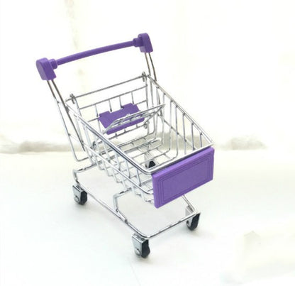 1:48 Mini Supermarket Shopping Cart | Metal Desktop Toy & Home Décor Miniature