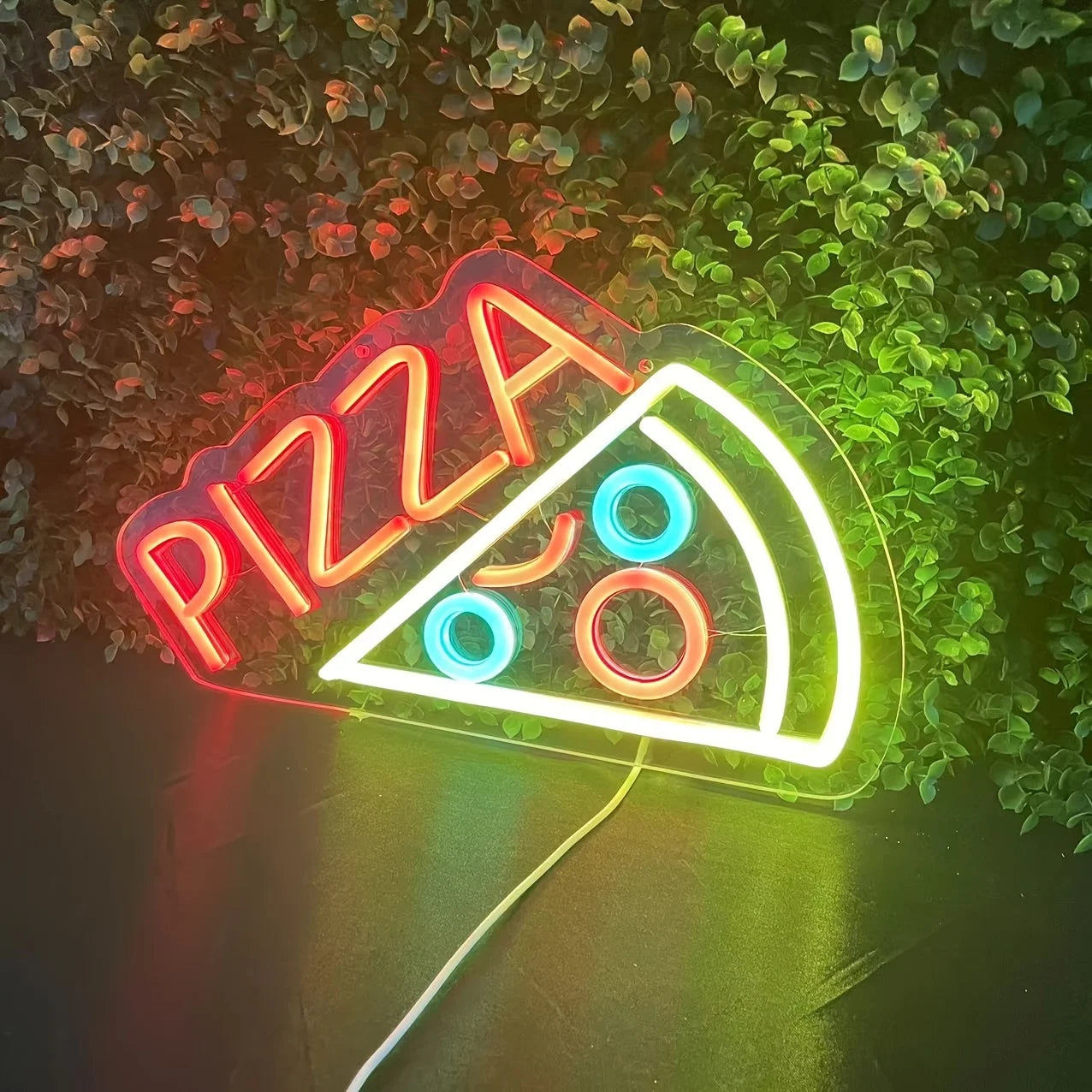 Pizza Neon LED Sign | USB Powered Pizza Shape Light for Restaurant, Kitchen & Party Decor