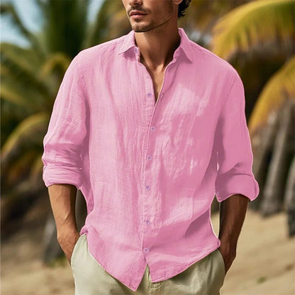 Men's Cotton Linen Casual Shirt – Lightweight Breathable Button-Down | S–3XL, 6 Colors