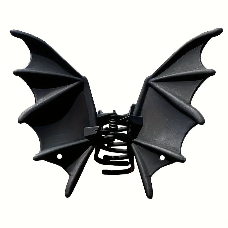 Gothic Bat Hair Clip | Matte Black Punk Animal Print Hairpin for Women & Halloween Party