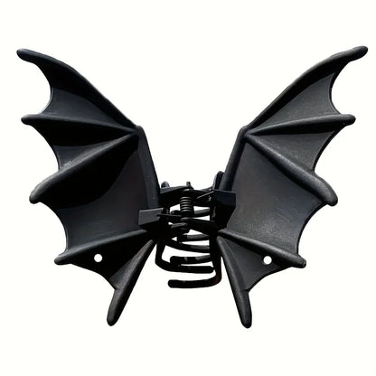 Gothic Bat Hair Clip | Matte Black Punk Animal Print Hairpin for Women & Halloween Party