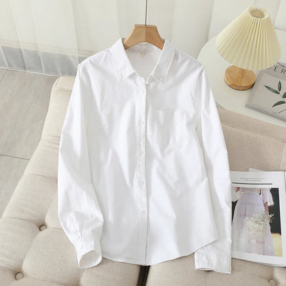 Women's Casual Cotton Oxford Shirt | Autumn Striped Blue & White Blouse & Top