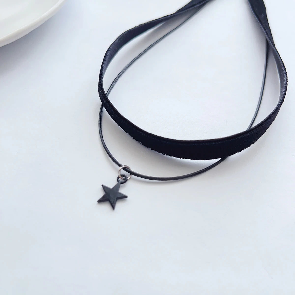 Women's Black Velvet Choker Necklace | Double Pentagram Pendant Gothic Accessories