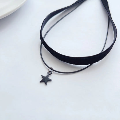 Women's Black Velvet Choker Necklace | Double Pentagram Pendant Gothic Accessories