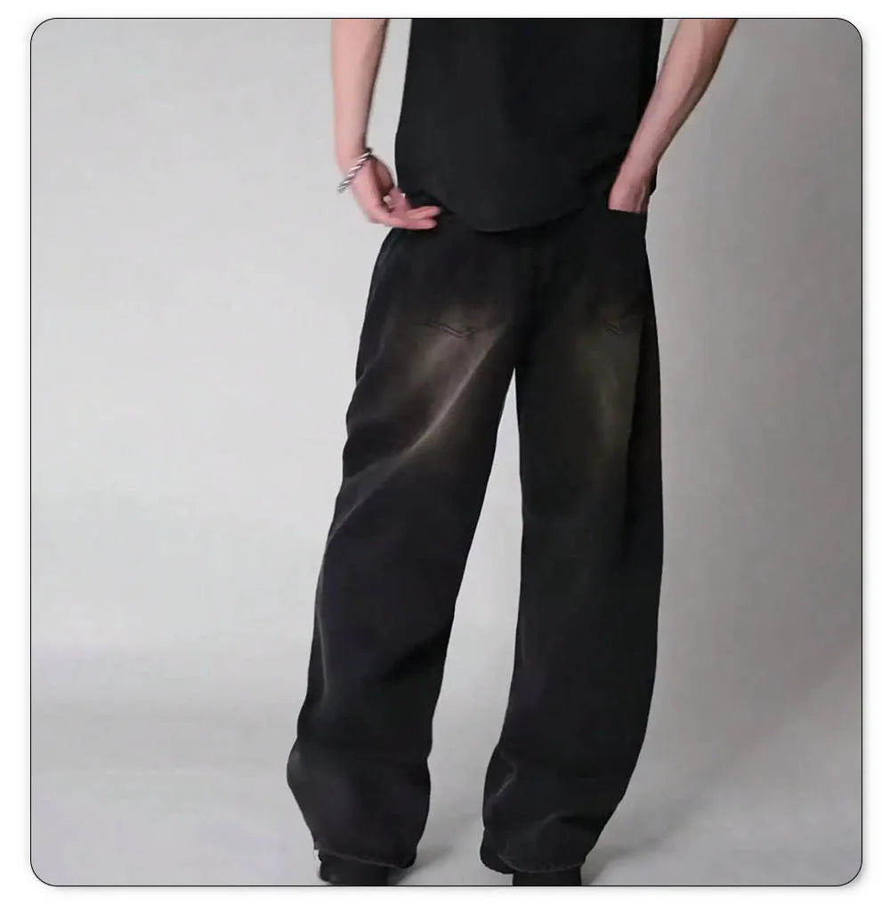 Men's Wide-Leg Baggy Jeans – Korean Streetwear, Loose Straight Fit | XS–XXL
