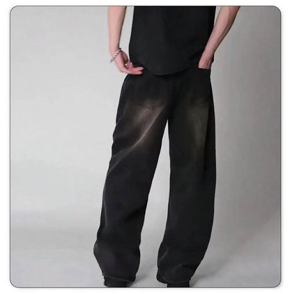 Men's Wide-Leg Baggy Jeans – Korean Streetwear, Loose Straight Fit | XS–XXL