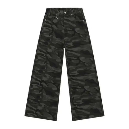Vintage Wide-Leg Jeans – Men's Camo & Washed Denim