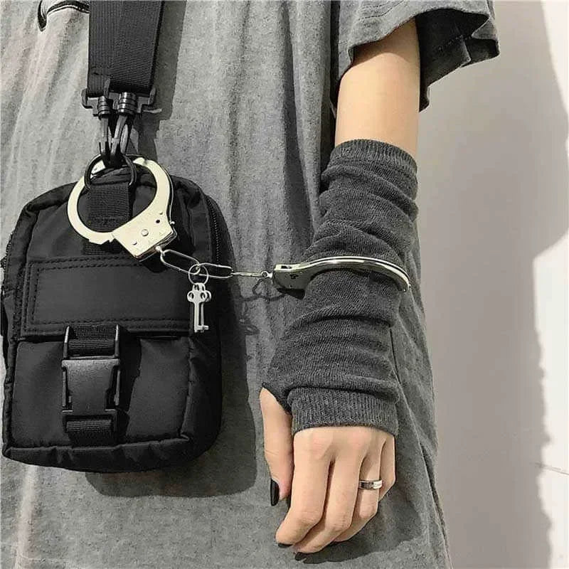 Unisex Gothic Lolita Arm Warmers | Harajuku Striped Fingerless Punk Long Wristband Y2K Gloves