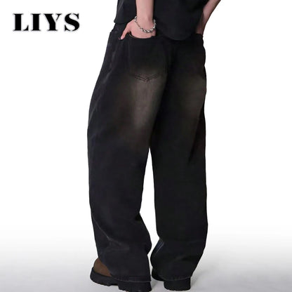 Men's Wide-Leg Baggy Jeans – Korean Streetwear, Loose Straight Fit | XS–XXL