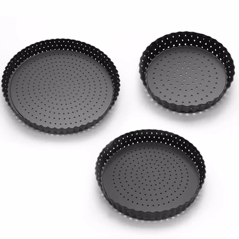 Perforated Non-Stick Pizza & Cake Pan – Carbon Steel Baking Tray (5"/8"/9")