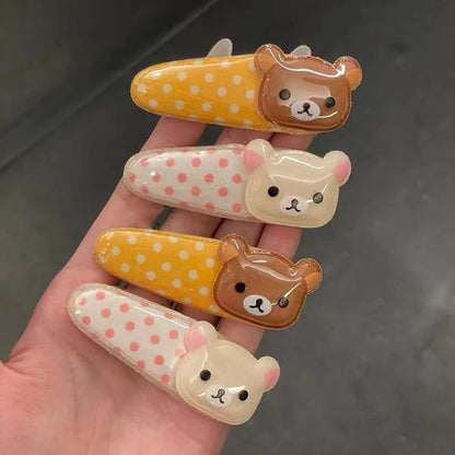 Women's Kawaii Rilakkuma Bear Hair Clip | Cute Wave Point BB Hairpin Birthday Gift