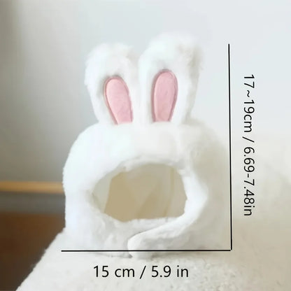 Bunny Ears Cat & Dog Pet Costume Hat | Knit Fabric Comfortable Polyester Pullover Headwear for Cats & Small Dogs