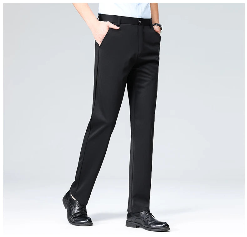 Men's Smart Casual Dress Pants – Elastic Waist Suit Trousers, Straight Fit | Sizes 29–42