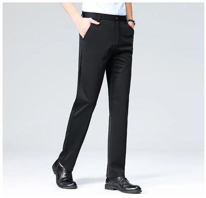 Men's Smart Casual Dress Pants – Elastic Waist Suit Trousers, Straight Fit | Sizes 29–42