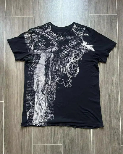 Men's Y2K Gothic Skull Graphic Tee – Affliction-Style Streetwear | Sizes L–4XL