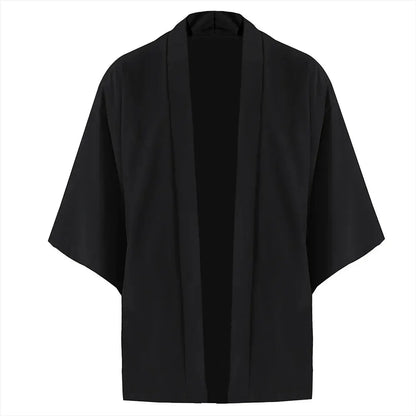 Men's Japanese Kimono Cardigan Shirt – Open Stitch Yukata, 3/4 Sleeve | XS–XXXL