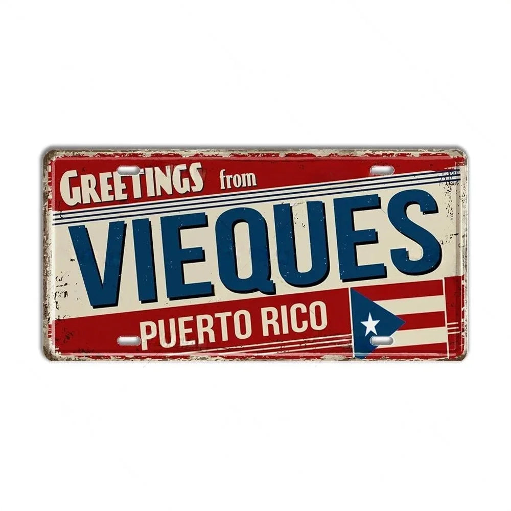 Caribbean Destination Metal Sign – Vintage Aluminum Wall Decor (30x15cm)