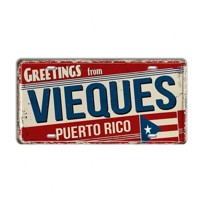 Caribbean Destination Metal Sign – Vintage Aluminum Wall Decor (30x15cm)