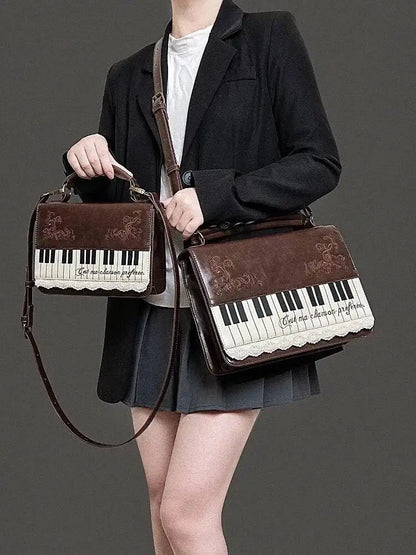 Vintage Piano Ita Bag – Y2K Aesthetic Crossbody & Shoulder Handbag for Women
