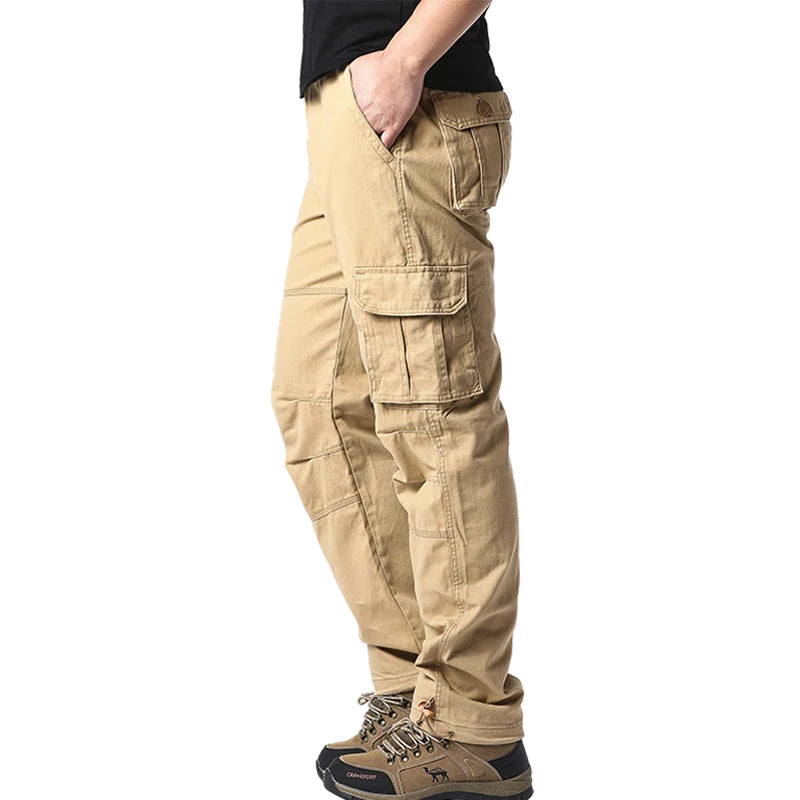 Men's Large Pocket Loose Overalls | Outdoor Sports Jogging Tactical Pants with Elastic Waist